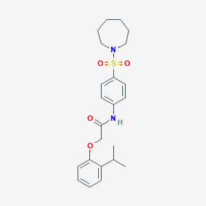 molecular formula C23H30N2O4S B320130 N-[4-(1-azepanylsulfonyl)phenyl]-2-(2-isopropylphenoxy)acetamide 