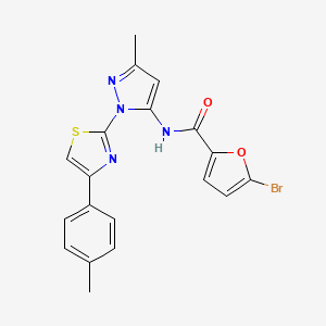molecular formula C19H15BrN4O2S B3201311 5-bromo-N-(3-methyl-1-(4-(p-tolyl)thiazol-2-yl)-1H-pyrazol-5-yl)furan-2-carboxamide CAS No. 1019103-22-0