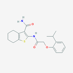 molecular formula C20H24N2O3S B320132 2-{[(2-Isopropylphenoxy)acetyl]amino}-4,5,6,7-tetrahydro-1-benzothiophene-3-carboxamide 