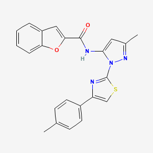 molecular formula C23H18N4O2S B3201321 N-(3-methyl-1-(4-(p-tolyl)thiazol-2-yl)-1H-pyrazol-5-yl)benzofuran-2-carboxamide CAS No. 1019103-26-4