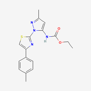 molecular formula C17H18N4O2S B3201343 ethyl (3-methyl-1-(4-(p-tolyl)thiazol-2-yl)-1H-pyrazol-5-yl)carbamate CAS No. 1019103-50-4