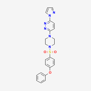 molecular formula C23H22N6O3S B3201348 3-(4-((4-phenoxyphenyl)sulfonyl)piperazin-1-yl)-6-(1H-pyrazol-1-yl)pyridazine CAS No. 1019103-54-8
