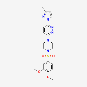 molecular formula C20H24N6O4S B3201360 3-(4-((3,4-dimethoxyphenyl)sulfonyl)piperazin-1-yl)-6-(3-methyl-1H-pyrazol-1-yl)pyridazine CAS No. 1019103-88-8