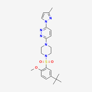 molecular formula C23H30N6O3S B3201371 3-(4-((5-(tert-butyl)-2-methoxyphenyl)sulfonyl)piperazin-1-yl)-6-(3-methyl-1H-pyrazol-1-yl)pyridazine CAS No. 1019104-07-4