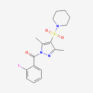 molecular formula C17H20IN3O3S B3201383 1-{[1-(2-iodobenzoyl)-3,5-dimethyl-1H-pyrazol-4-yl]sulfonyl}piperidine CAS No. 1019104-38-1