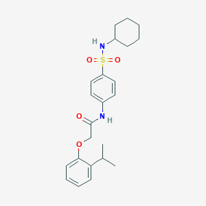 molecular formula C23H30N2O4S B320141 N-{4-[(cyclohexylamino)sulfonyl]phenyl}-2-(2-isopropylphenoxy)acetamide 