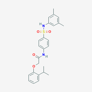 molecular formula C25H28N2O4S B320142 N-{4-[(3,5-dimethylanilino)sulfonyl]phenyl}-2-(2-isopropylphenoxy)acetamide 