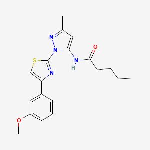 molecular formula C19H22N4O2S B3201426 N-(1-(4-(3-methoxyphenyl)thiazol-2-yl)-3-methyl-1H-pyrazol-5-yl)pentanamide CAS No. 1019104-74-5