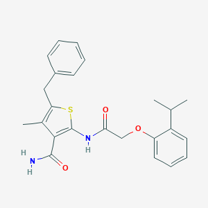 molecular formula C24H26N2O3S B320143 5-Benzyl-2-{[(2-isopropylphenoxy)acetyl]amino}-4-methyl-3-thiophenecarboxamide 