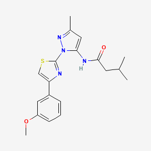 molecular formula C19H22N4O2S B3201433 N-(1-(4-(3-methoxyphenyl)thiazol-2-yl)-3-methyl-1H-pyrazol-5-yl)-3-methylbutanamide CAS No. 1019104-77-8