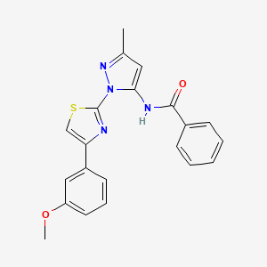 molecular formula C21H18N4O2S B3201456 N-(1-(4-(3-methoxyphenyl)thiazol-2-yl)-3-methyl-1H-pyrazol-5-yl)benzamide CAS No. 1019104-86-9