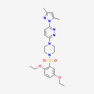 molecular formula C23H30N6O4S B3201470 3-(4-((2,5-diethoxyphenyl)sulfonyl)piperazin-1-yl)-6-(3,5-dimethyl-1H-pyrazol-1-yl)pyridazine CAS No. 1019104-90-5