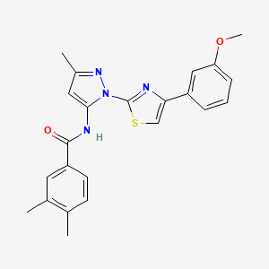 molecular formula C23H22N4O2S B3201478 N-(1-(4-(3-methoxyphenyl)thiazol-2-yl)-3-methyl-1H-pyrazol-5-yl)-3,4-dimethylbenzamide CAS No. 1019104-91-6