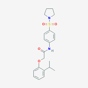 molecular formula C21H26N2O4S B320148 2-(2-isopropylphenoxy)-N-[4-(1-pyrrolidinylsulfonyl)phenyl]acetamide 