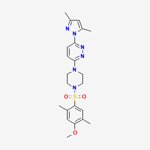 molecular formula C22H28N6O3S B3201484 3-(3,5-dimethyl-1H-pyrazol-1-yl)-6-(4-((4-methoxy-2,5-dimethylphenyl)sulfonyl)piperazin-1-yl)pyridazine CAS No. 1019104-98-3