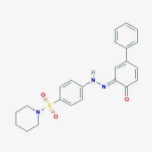 molecular formula C23H23N3O3S B320153 (6E)-4-phenyl-6-[(4-piperidin-1-ylsulfonylphenyl)hydrazinylidene]cyclohexa-2,4-dien-1-one 