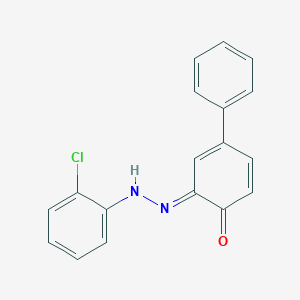 molecular formula C18H13ClN2O B320155 (6E)-6-[(2-chlorophenyl)hydrazinylidene]-4-phenylcyclohexa-2,4-dien-1-one 
