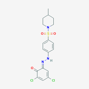 (6E)-2,4-dichloro-6-[[4-(4-methylpiperidin-1-yl)sulfonylphenyl]hydrazinylidene]cyclohexa-2,4-dien-1-one