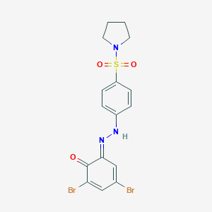molecular formula C16H15Br2N3O3S B320158 (6E)-2,4-dibromo-6-[(4-pyrrolidin-1-ylsulfonylphenyl)hydrazinylidene]cyclohexa-2,4-dien-1-one 