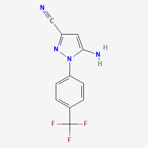 molecular formula C11H7F3N4 B3201686 1H-Pyrazole-3-carbonitrile, 5-amino-1-[4-(trifluoromethyl)phenyl]- CAS No. 1020057-82-2