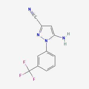 molecular formula C11H7F3N4 B3201691 1H-Pyrazole-3-carbonitrile, 5-amino-1-[3-(trifluoromethyl)phenyl]- CAS No. 1020057-84-4