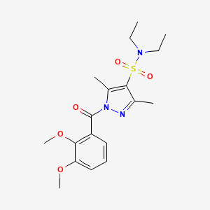molecular formula C18H25N3O5S B3201758 1-(2,3-dimethoxybenzoyl)-N,N-diethyl-3,5-dimethyl-1H-pyrazole-4-sulfonamide CAS No. 1020454-36-7