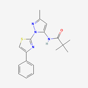 molecular formula C18H20N4OS B3201766 N-(3-methyl-1-(4-phenylthiazol-2-yl)-1H-pyrazol-5-yl)pivalamide CAS No. 1020488-07-6