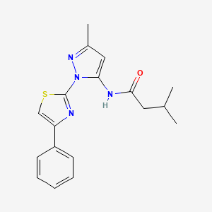 molecular formula C18H20N4OS B3201773 3-methyl-N-(3-methyl-1-(4-phenylthiazol-2-yl)-1H-pyrazol-5-yl)butanamide CAS No. 1020488-11-2