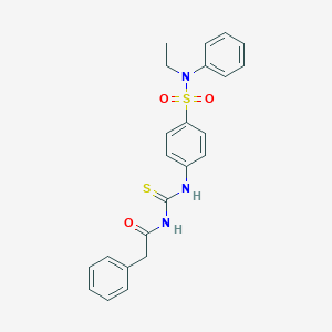 molecular formula C23H23N3O3S2 B320178 N-({4-[ethyl(phenyl)sulfamoyl]phenyl}carbamothioyl)-2-phenylacetamide 
