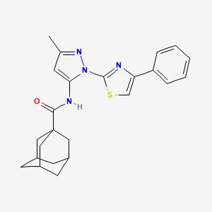 molecular formula C24H26N4OS B3201787 N-[3-methyl-1-(4-phenyl-1,3-thiazol-2-yl)-1H-pyrazol-5-yl]adamantane-1-carboxamide CAS No. 1020488-23-6
