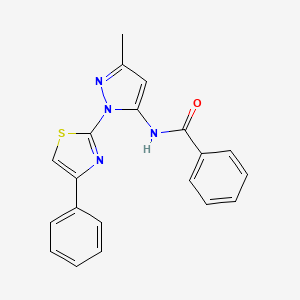 molecular formula C20H16N4OS B3201794 N-(3-methyl-1-(4-phenylthiazol-2-yl)-1H-pyrazol-5-yl)benzamide CAS No. 1020488-35-0