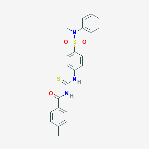 molecular formula C23H23N3O3S2 B320182 N-({4-[ethyl(phenyl)sulfamoyl]phenyl}carbamothioyl)-4-methylbenzamide 