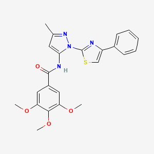 molecular formula C23H22N4O4S B3201821 3,4,5-trimethoxy-N-(3-methyl-1-(4-phenylthiazol-2-yl)-1H-pyrazol-5-yl)benzamide CAS No. 1020488-56-5