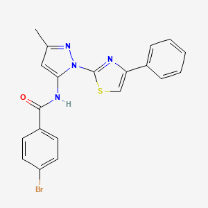 molecular formula C20H15BrN4OS B3201826 4-bromo-N-(3-methyl-1-(4-phenylthiazol-2-yl)-1H-pyrazol-5-yl)benzamide CAS No. 1020488-65-6