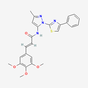 molecular formula C25H24N4O4S B3201841 (E)-N-(3-methyl-1-(4-phenylthiazol-2-yl)-1H-pyrazol-5-yl)-3-(3,4,5-trimethoxyphenyl)acrylamide CAS No. 1020488-83-8