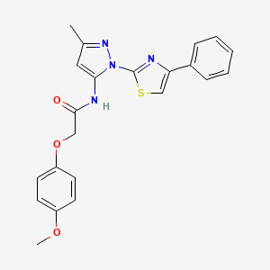 molecular formula C22H20N4O3S B3201850 2-(4-methoxyphenoxy)-N-(3-methyl-1-(4-phenylthiazol-2-yl)-1H-pyrazol-5-yl)acetamide CAS No. 1020488-94-1