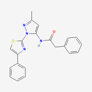 molecular formula C21H18N4OS B3201859 N-(3-methyl-1-(4-phenylthiazol-2-yl)-1H-pyrazol-5-yl)-2-phenylacetamide CAS No. 1020489-00-2
