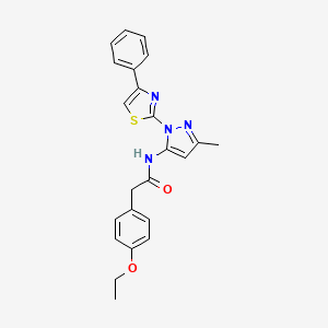 molecular formula C23H22N4O2S B3201869 2-(4-ethoxyphenyl)-N-(3-methyl-1-(4-phenylthiazol-2-yl)-1H-pyrazol-5-yl)acetamide CAS No. 1020489-06-8