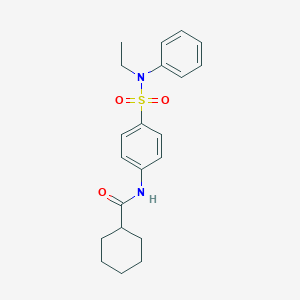 molecular formula C21H26N2O3S B320188 N-{4-[(ethylanilino)sulfonyl]phenyl}cyclohexanecarboxamide 