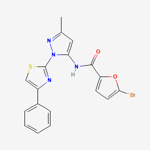molecular formula C18H13BrN4O2S B3201896 5-bromo-N-(3-methyl-1-(4-phenylthiazol-2-yl)-1H-pyrazol-5-yl)furan-2-carboxamide CAS No. 1020489-18-2