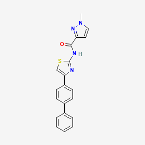 molecular formula C20H16N4OS B3201904 N-(4-([1,1'-biphenyl]-4-yl)thiazol-2-yl)-1-methyl-1H-pyrazole-3-carboxamide CAS No. 1020489-21-7