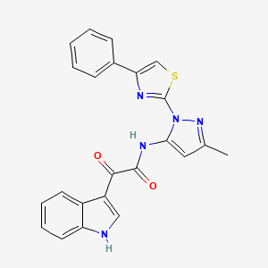 molecular formula C23H17N5O2S B3201913 2-(1H-indol-3-yl)-N-(3-methyl-1-(4-phenylthiazol-2-yl)-1H-pyrazol-5-yl)-2-oxoacetamide CAS No. 1020489-24-0