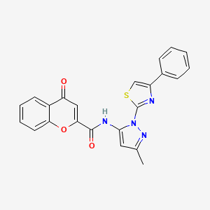 molecular formula C23H16N4O3S B3201922 N-(3-methyl-1-(4-phenylthiazol-2-yl)-1H-pyrazol-5-yl)-4-oxo-4H-chromene-2-carboxamide CAS No. 1020489-35-3