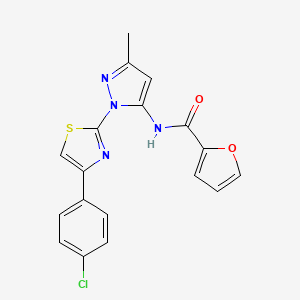 molecular formula C18H13ClN4O2S B3201930 N-(1-(4-(4-chlorophenyl)thiazol-2-yl)-3-methyl-1H-pyrazol-5-yl)furan-2-carboxamide CAS No. 1020489-79-5