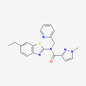 molecular formula C20H19N5OS B3201933 N-(6-ethylbenzo[d]thiazol-2-yl)-1-methyl-N-(pyridin-2-ylmethyl)-1H-pyrazole-3-carboxamide CAS No. 1020489-80-8