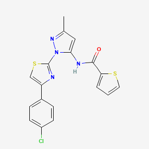 molecular formula C18H13ClN4OS2 B3201940 N-(1-(4-(4-chlorophenyl)thiazol-2-yl)-3-methyl-1H-pyrazol-5-yl)thiophene-2-carboxamide CAS No. 1020489-83-1