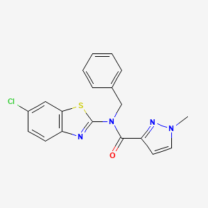 molecular formula C19H15ClN4OS B3201948 N-benzyl-N-(6-chlorobenzo[d]thiazol-2-yl)-1-methyl-1H-pyrazole-3-carboxamide CAS No. 1020489-86-4