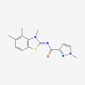molecular formula C15H16N4OS B3201955 (Z)-1-methyl-N-(3,4,5-trimethylbenzo[d]thiazol-2(3H)-ylidene)-1H-pyrazole-3-carboxamide CAS No. 1020490-00-9