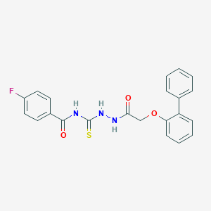 molecular formula C22H18FN3O3S B320200 N-({2-[(biphenyl-2-yloxy)acetyl]hydrazinyl}carbonothioyl)-4-fluorobenzamide 