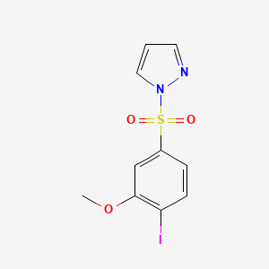 molecular formula C10H9IN2O3S B3202009 1-(4-iodo-3-methoxybenzenesulfonyl)-1H-pyrazole CAS No. 1020502-72-0
